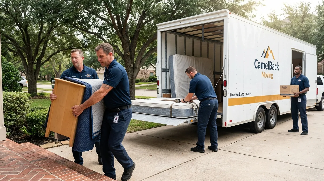 Crew loading residential truck for cross-state move from Marks, MS